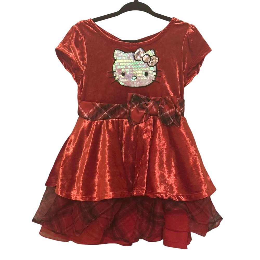 Toddlers Velvet Red Hello Kitty Adorable Dress. Size 3T.